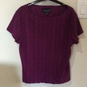CONNECTED PETITE PURPLE SHORT SLEEVE BLOUSE